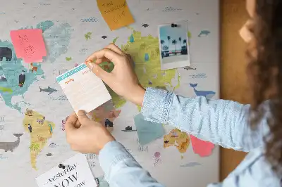 Animal World Map Cork Memo Board