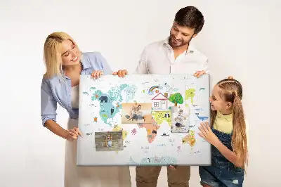 Animal World Map Cork Memo Board