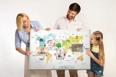 Animal World Map Cork Memo Board