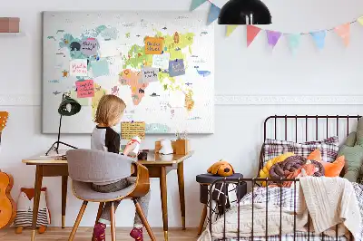 Animal World Map Cork Memo Board
