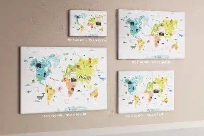Animal World Map Cork Memo Board