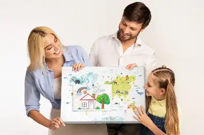 Animal World Map Cork Memo Board