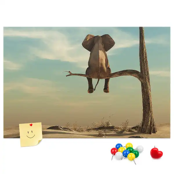 Elephant on a Tree Printed Cork Board