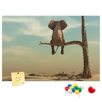 Printed Cork Board Elephant on a tree