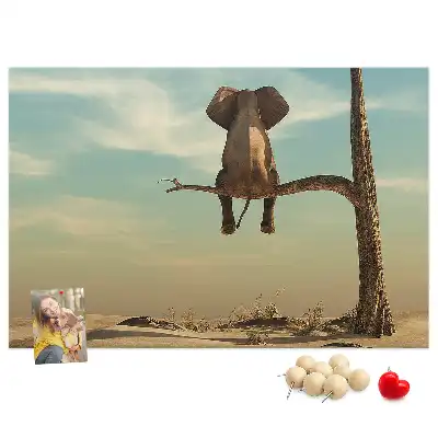 Elephant on a Tree Printed Cork Board