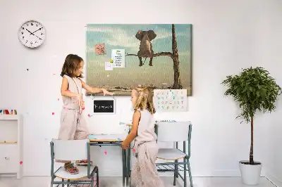 Elephant on a Tree Printed Cork Board