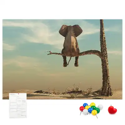 Elephant on a Tree Printed Cork Board