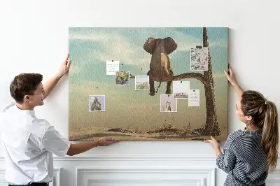 Elephant on a Tree Printed Cork Board