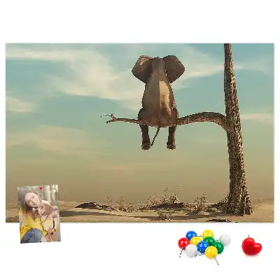 Printed Cork Board Elephant on a tree