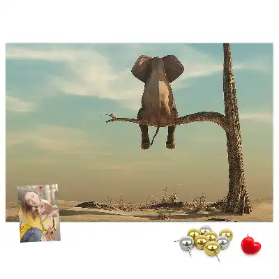 Printed Cork Board Elephant on a tree