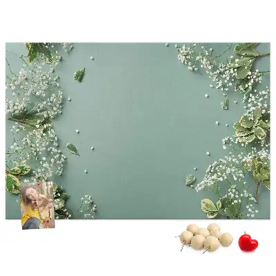 Printed Cork Memo Board Delicate flowers