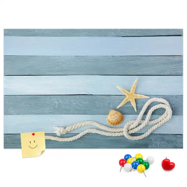 Striped seashell cork memo board