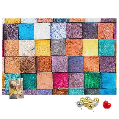 Cork Memo Board with Wooden Cubes