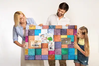 Cork Memo Board with Wooden Cubes
