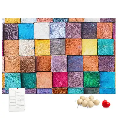 Cork Memo Board with Wooden Cubes