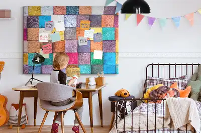 Cork Memo Board with Wooden Cubes