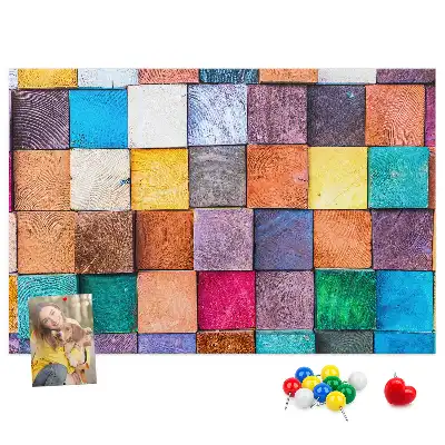 Cork Memo Board with Wooden Cubes