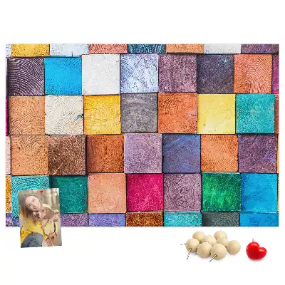 Cork Memo Board with Wooden Cubes