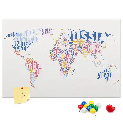 World Map Cork Memo Board