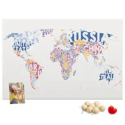 World Map Cork Memo Board