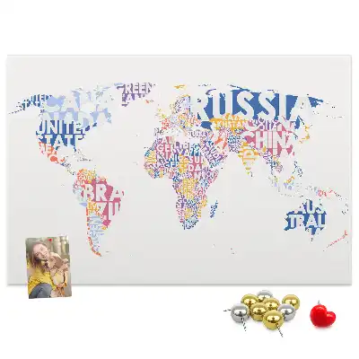 World Map Cork Memo Board