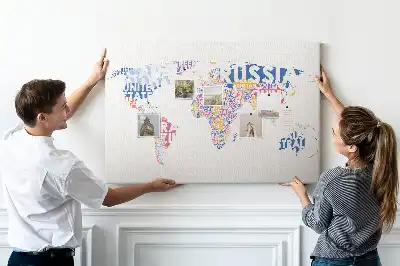 World Map Cork Memo Board