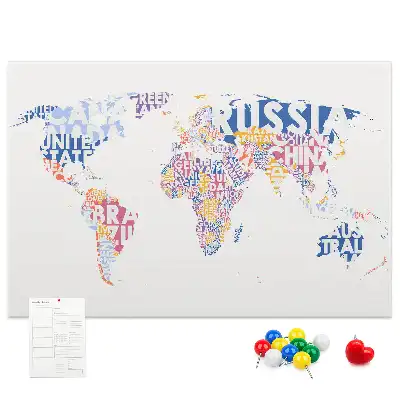 World Map Cork Memo Board