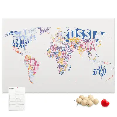 World Map Cork Memo Board