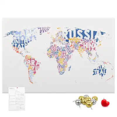 World Map Cork Memo Board