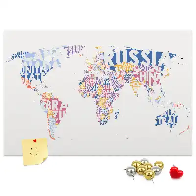World Map Cork Memo Board