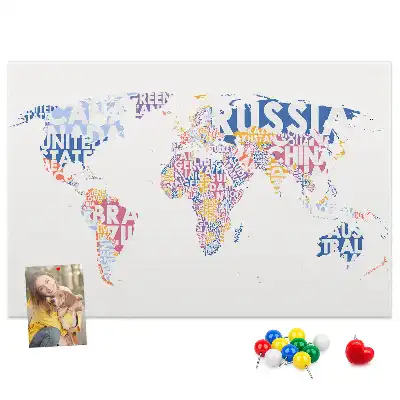 World Map Cork Memo Board