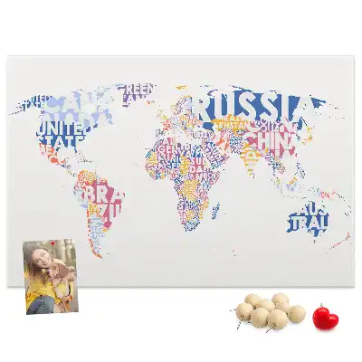 World Map Cork Memo Board