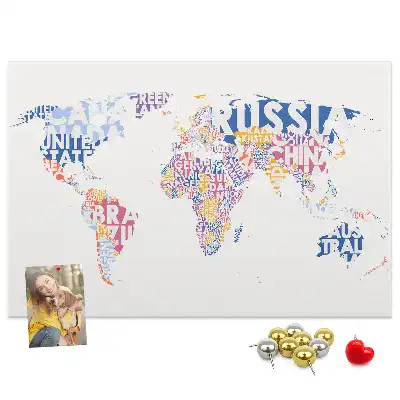 World Map Cork Memo Board
