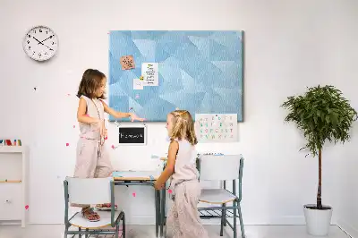 Cork memo board with abstract triangles design