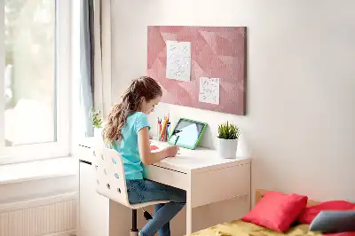 Cork memo board with geometric triangle abstraction