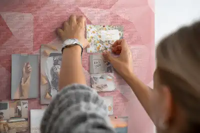 Cork memo board with geometric triangle abstraction
