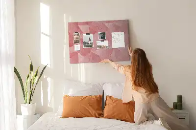 Cork memo board with geometric triangle abstraction