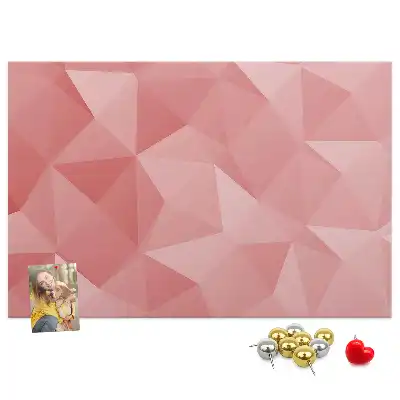 Cork memo board with geometric triangle abstraction