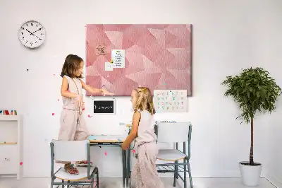 Cork memo board with geometric triangle abstraction