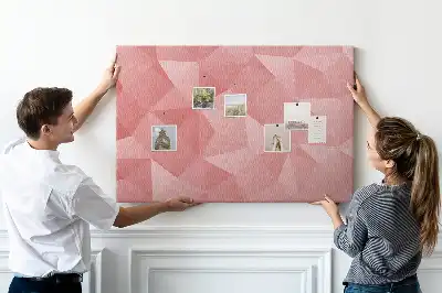 Cork memo board with geometric triangle abstraction