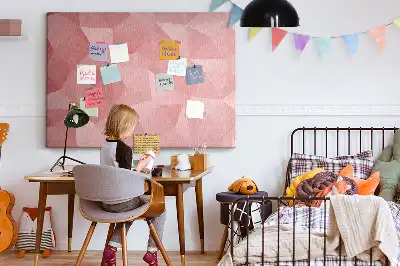 Cork memo board with geometric triangle abstraction