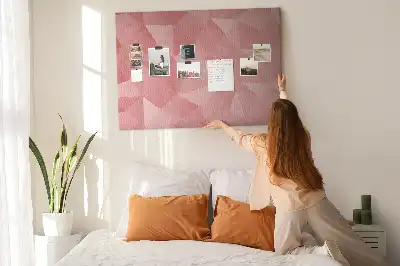 Cork memo board with geometric triangle abstraction
