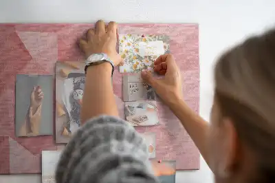 Cork memo board with geometric triangle abstraction