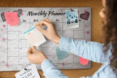 Printed Cork Monthly Planner Memo Board