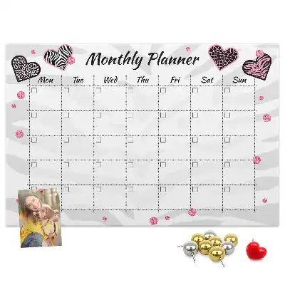 Printed Cork Monthly Planner Memo Board