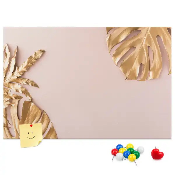 Golden Tropical Leaves Cork Memo Board