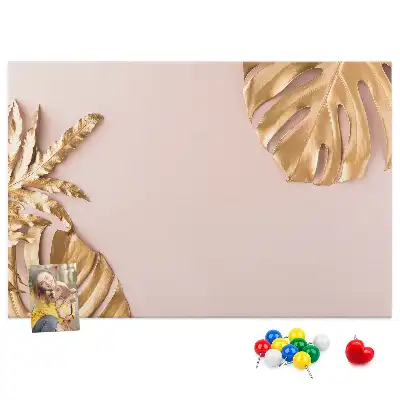 Golden Tropical Leaves Cork Memo Board
