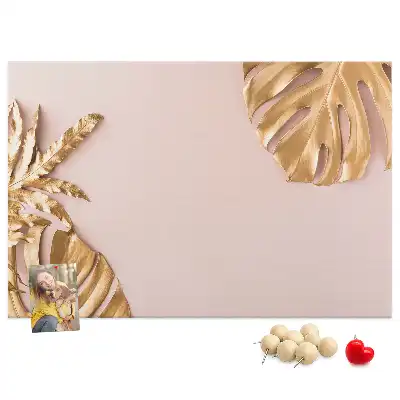 Golden Tropical Leaves Cork Memo Board