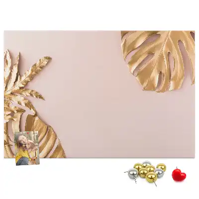 Golden Tropical Leaves Cork Memo Board