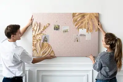 Golden Tropical Leaves Cork Memo Board